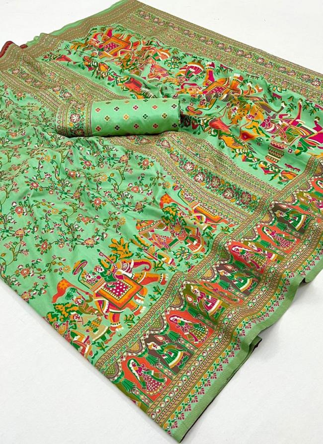 Silk Light Green Festival Wear Weaving Saree